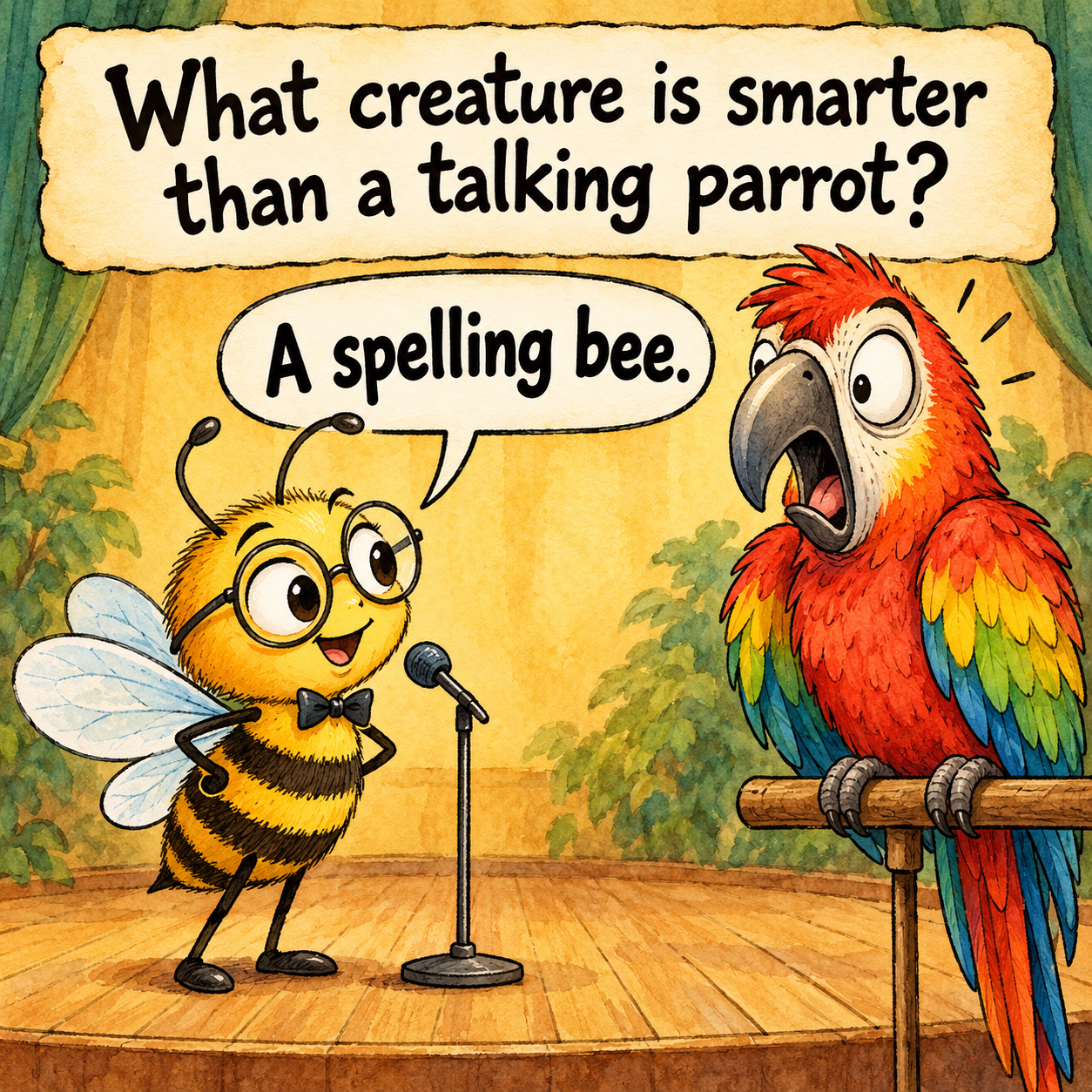 What creature is smarter than a talking parrot? A spelling bee.
