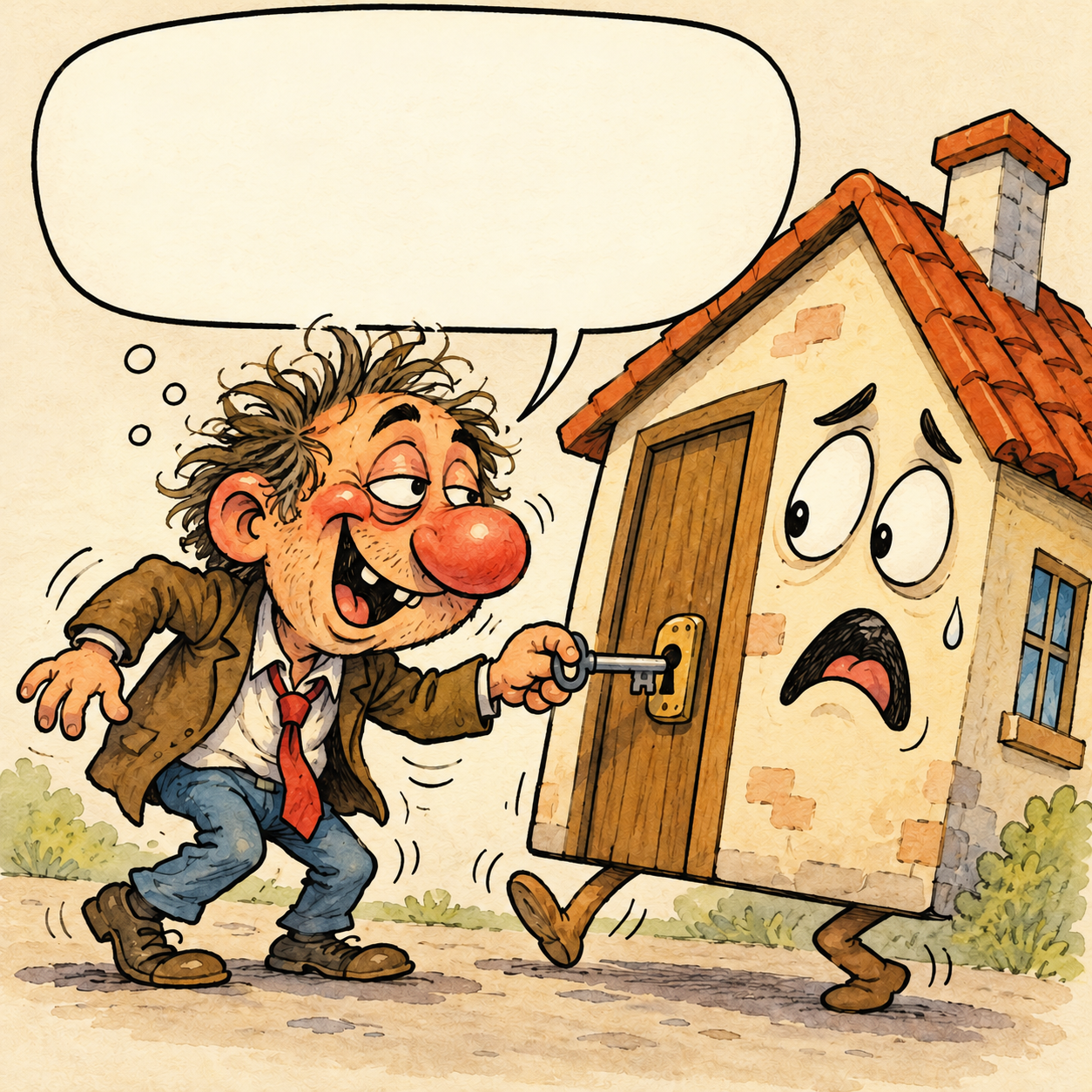 I’ve got the key! Now somebody hold the house still!