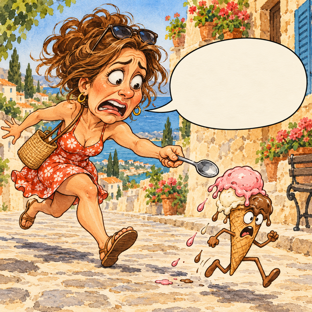No como deprisa. El helado está escapando.