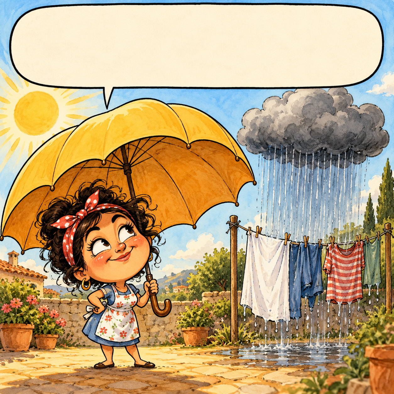 Lavé la ropa. Ya puede empezar a llover.