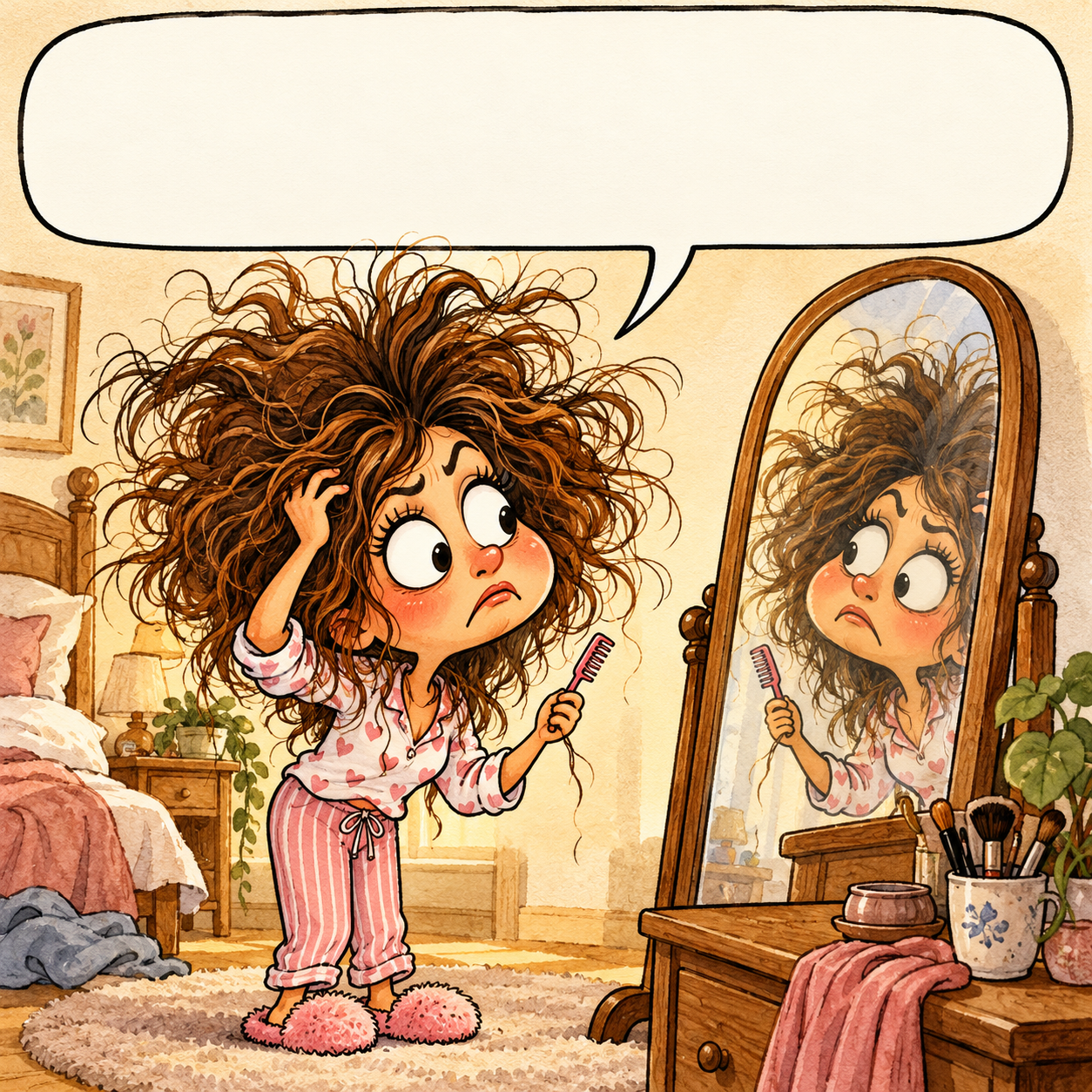 My hair has more plans than I do today.
