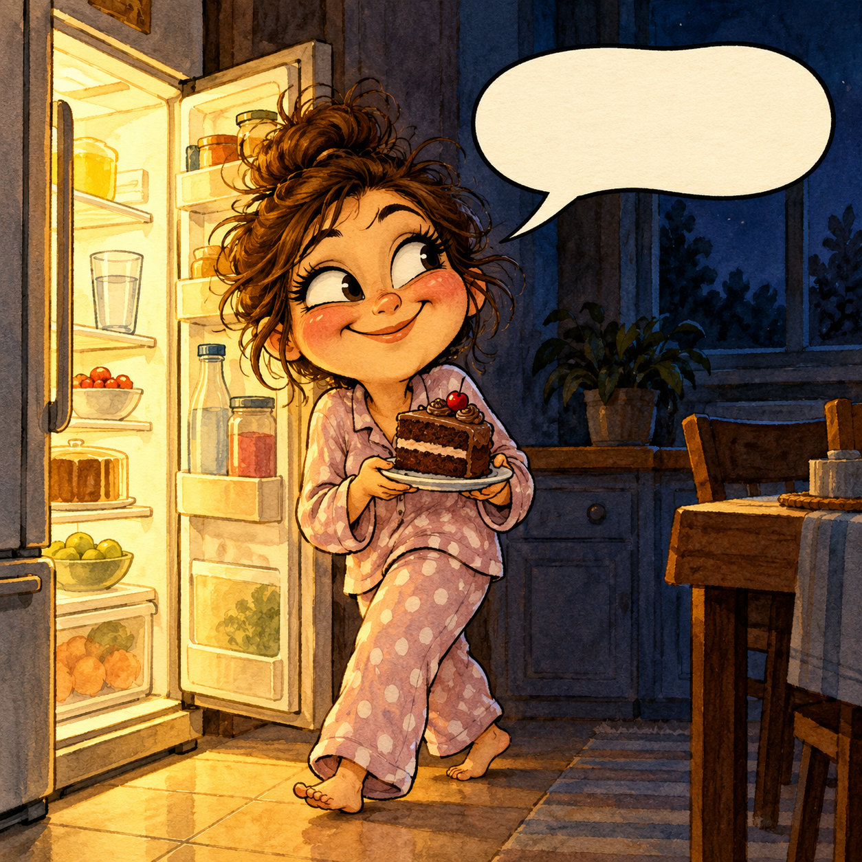 Solo abrí el refrigerador para ver si el pastel seguía ahí.