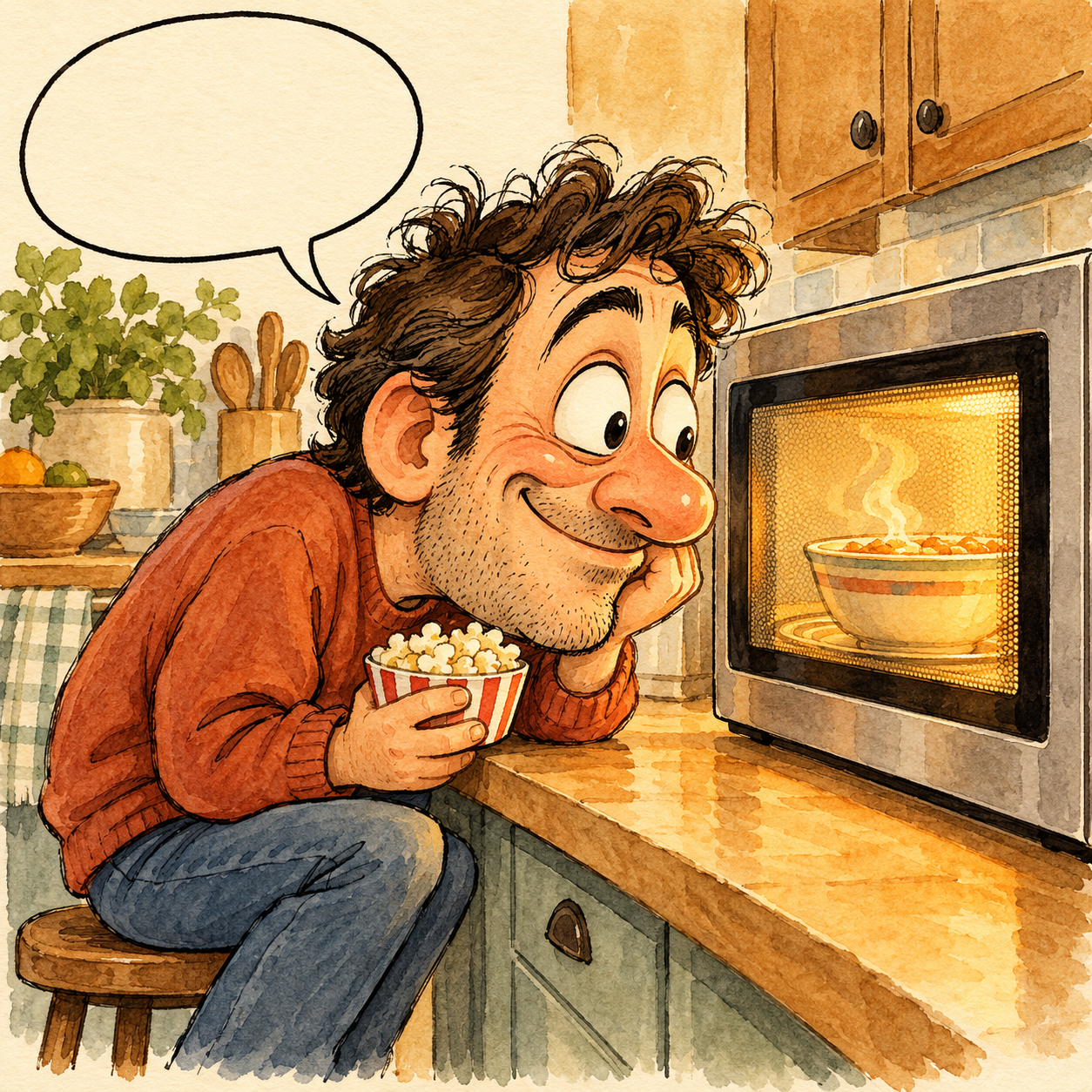 I heat food for two minutes. I watch it like a movie premiere.