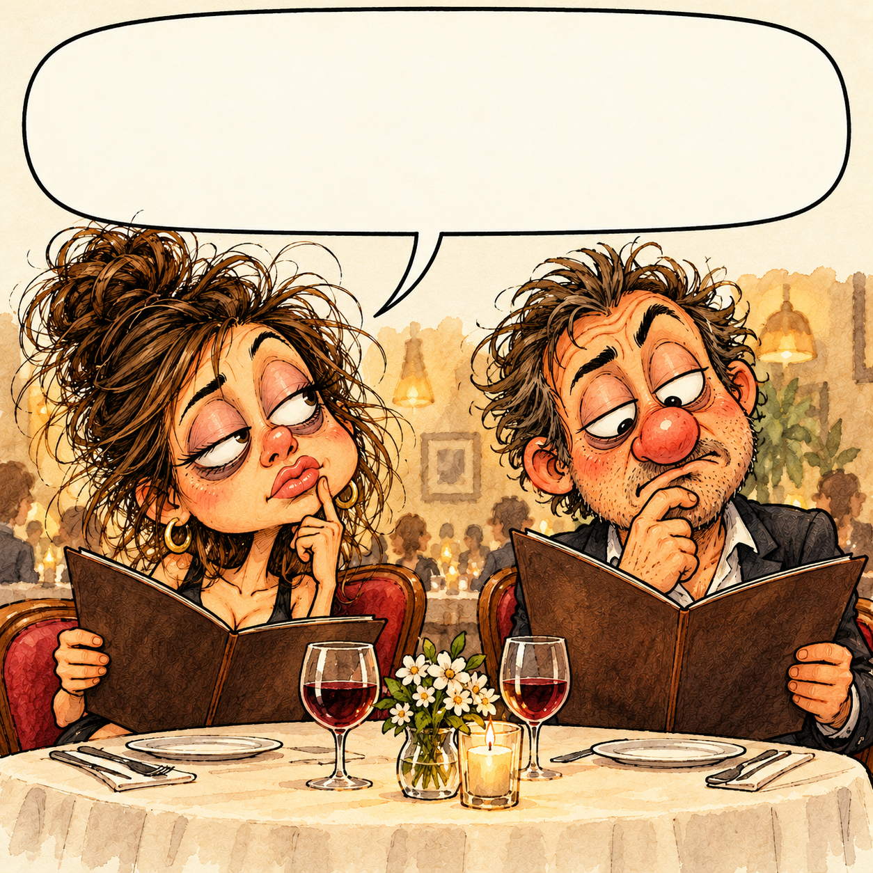 Nuestra cena romántica empieza cuando decidimos qué comer. Ya van dos horas.