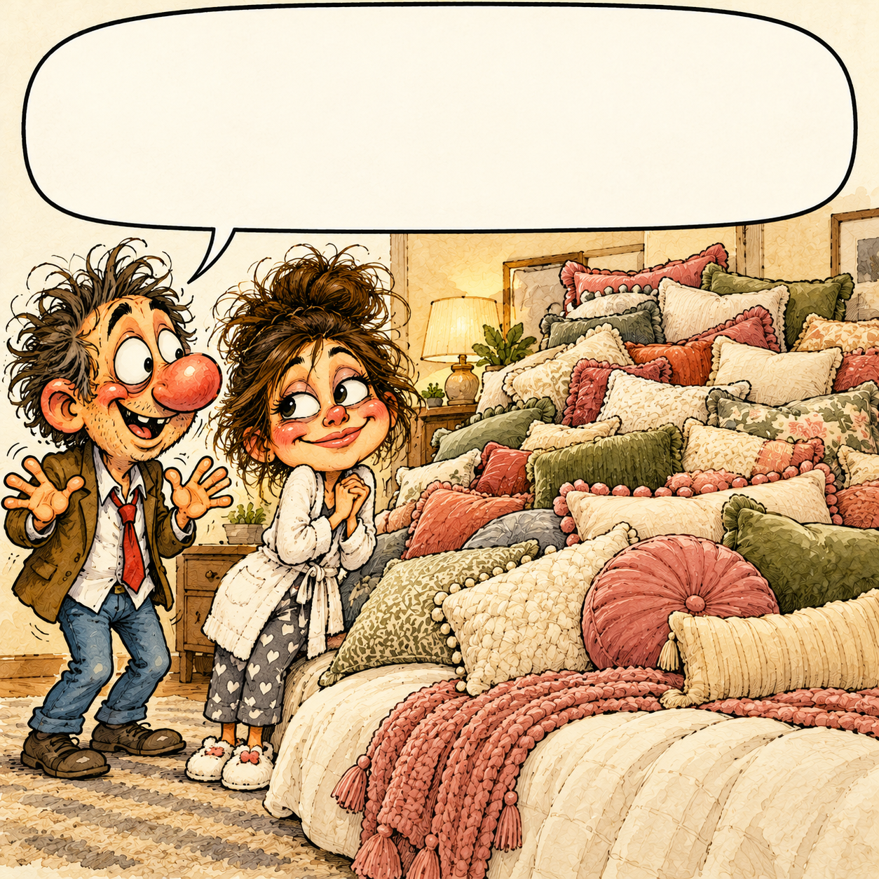 We wanted comfort. Now the pillows have the bed and we don't fit.