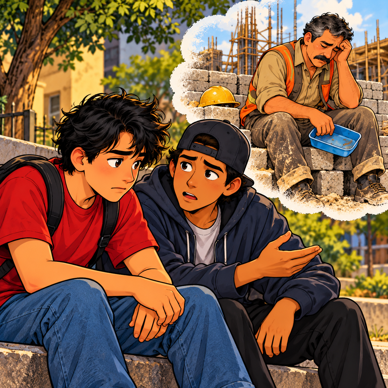 Then a friend told him he had seen his father working at a construction site, without money for lunch.