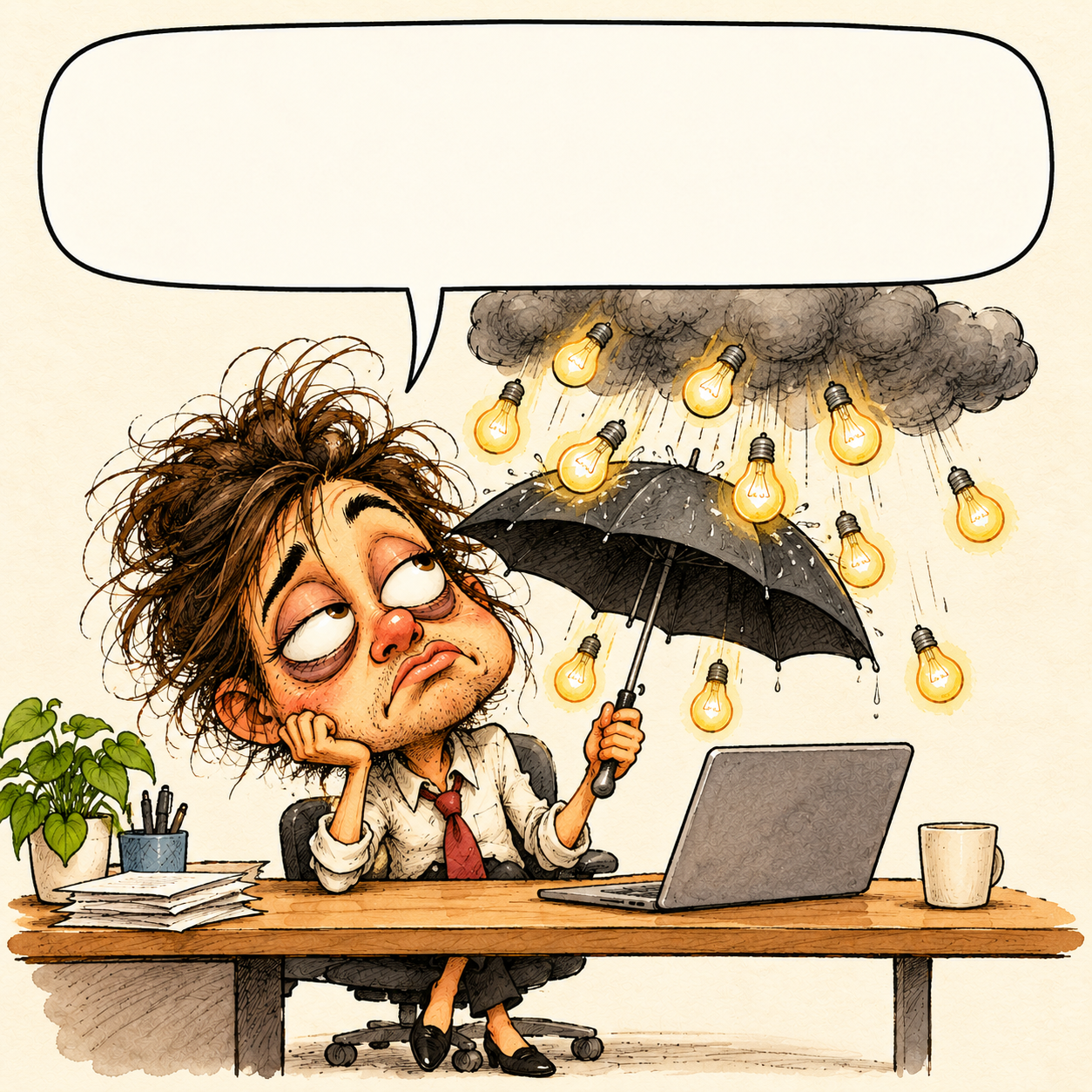I'm brainstorming. Even my ideas need umbrellas.