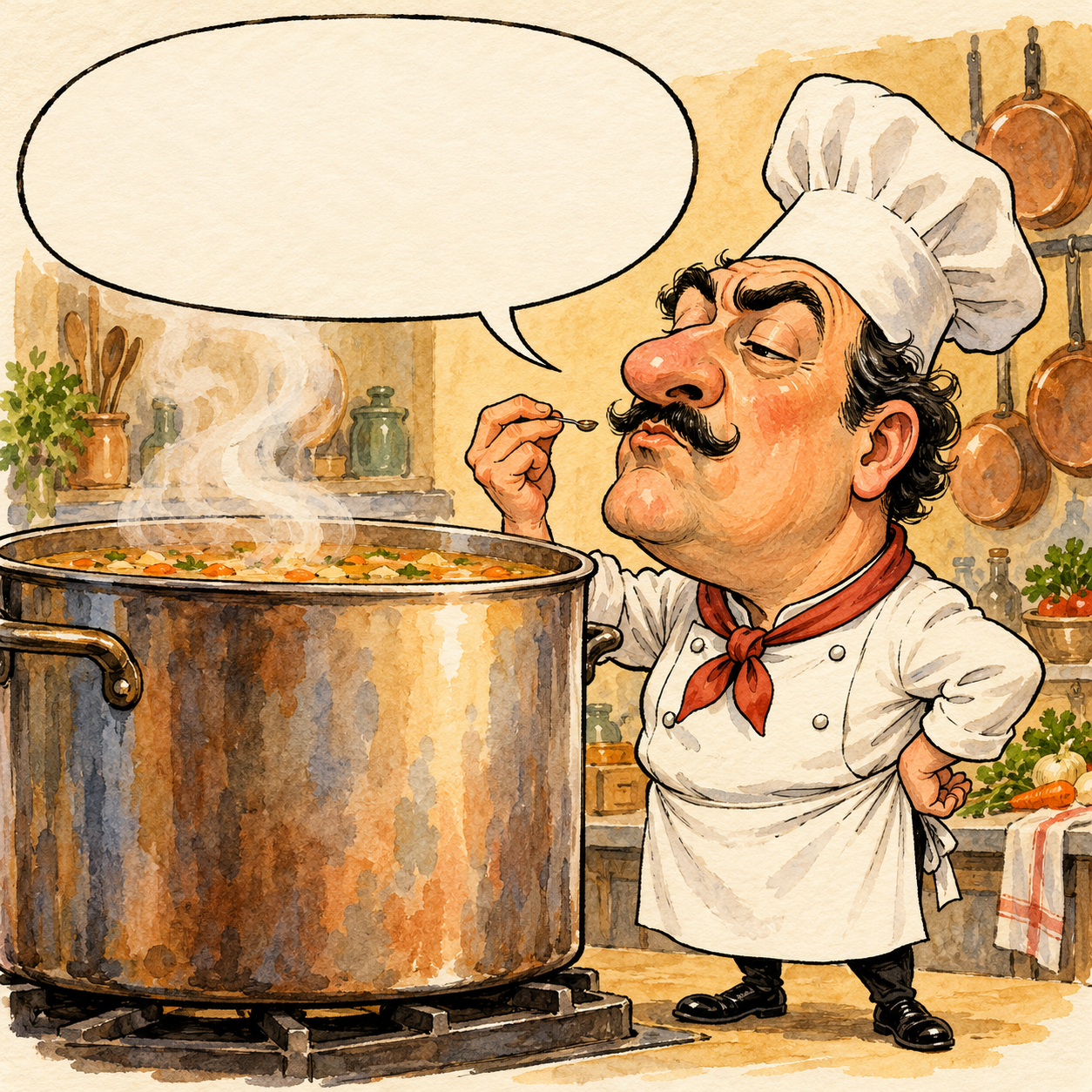 I'm tasting the soup. Quality control, not lunch.